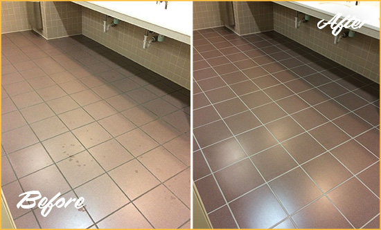 Before and After Picture of a Midlothian Restroom Sealed to Help Protect Against Scratches