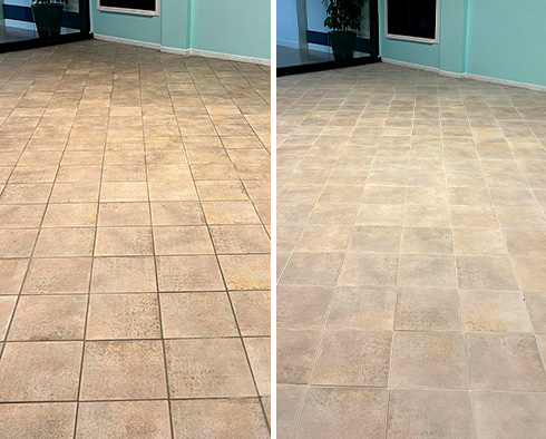 Floor Before and After a Grout Cleaning in Henrico, VA