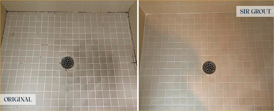 Shower Before and After a Flawless Tile Cleaning in Petersburg, VA