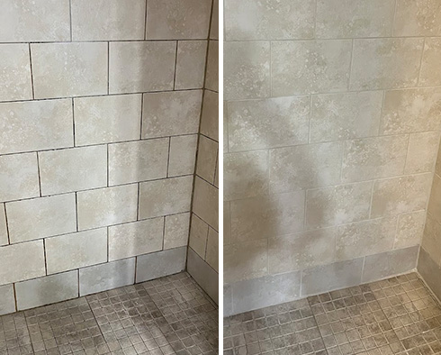 Shower Before and After a Grout Sealing in Richmond, VA