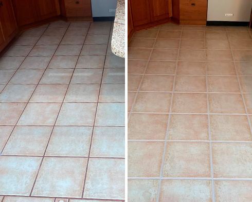 Kitchen Floor Before and After Our Petersburg Grout Sealing Service