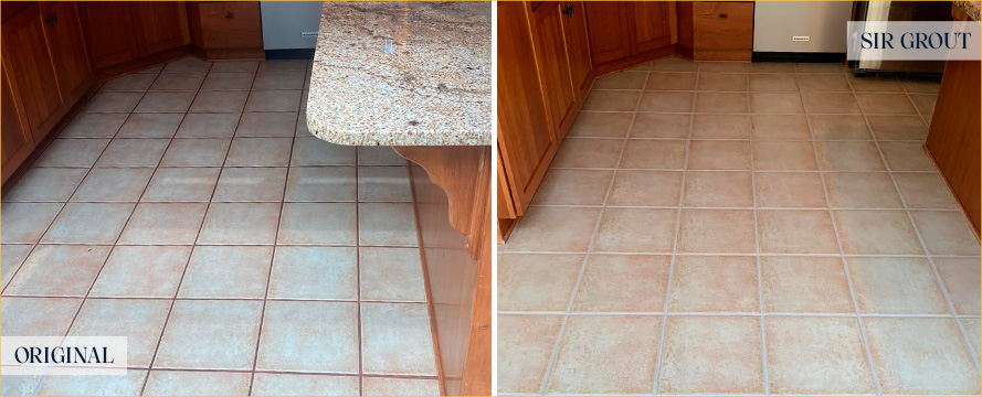 Kitchen Floor Before and After Our Petersburg Grout Sealing Service