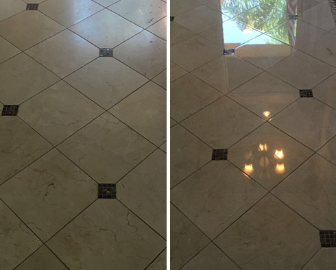 Marble Floor Before and After Our Stone Polishing Service