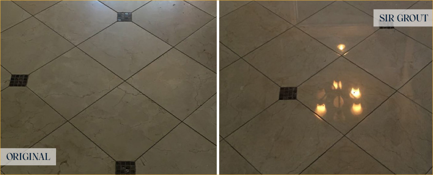 Marble Floor Before and After Our Stone Polishing Service