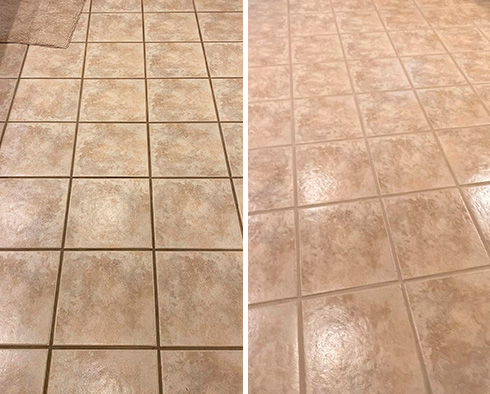 Kitchen Floor Before and After Our Petersburg Tile and Grout Cleaners Job
