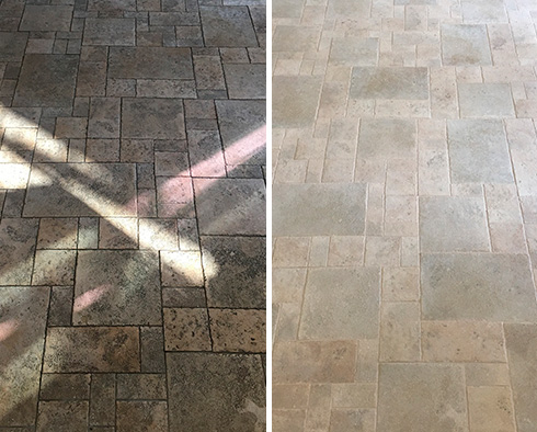 Foyer Before and After Our Petersburg Tile and Grout Cleaners Job