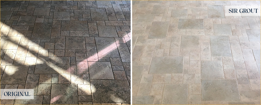Foyer Before and After Our Petersburg Tile and Grout Cleaners Job