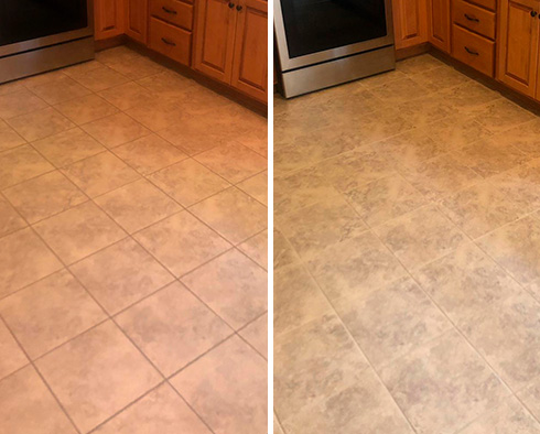 Kitchen Floor Before and After Our Glen Allen Grout Cleaning Service