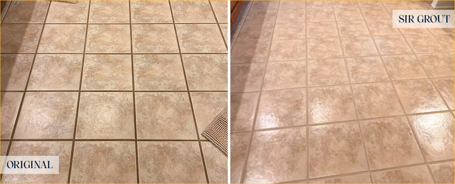 Tile Floor Before and After Our Chesterfield Tile and Grout Cleaners Work