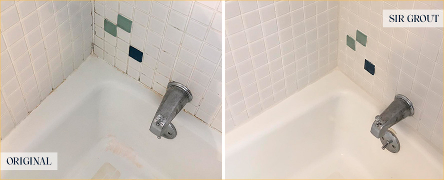 Shower Before and After Our Petersburg Tile and Grout Cleaners Work