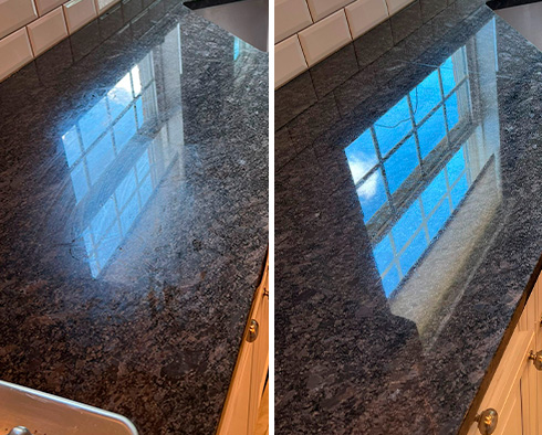 Kitchen Countertop Before and After Our Chesterfield Stone Polishing Service