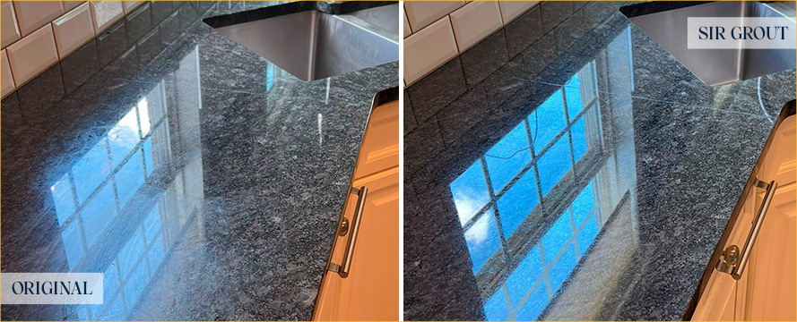 Kitchen Countertop Before and After Our Chesterfield Stone Polishing Service