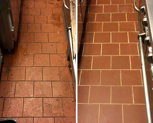 Kitchen Floor Before and After Our Petersburg Grout Sealing Service