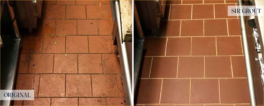 Kitchen Floor Before and After Our Petersburg Grout Sealing Service