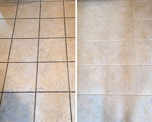 Tile Floor Before and After Our Colonial Heights Grout Cleaning Service