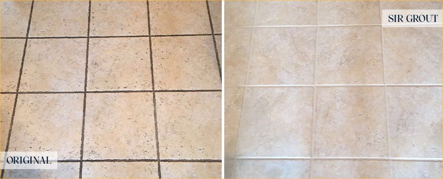 Tile Floor Before and After Our Colonial Heights Grout Cleaning Service
