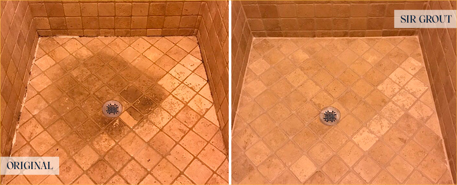 Stone Floor Before and After Our Hopewell Stone Cleaning Service