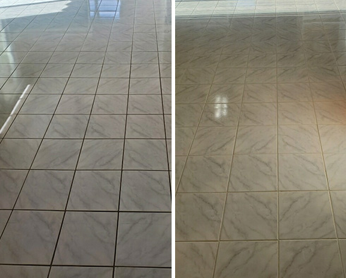 Kitchen Floor Before and After Our Petersburg Grout Sealing Service