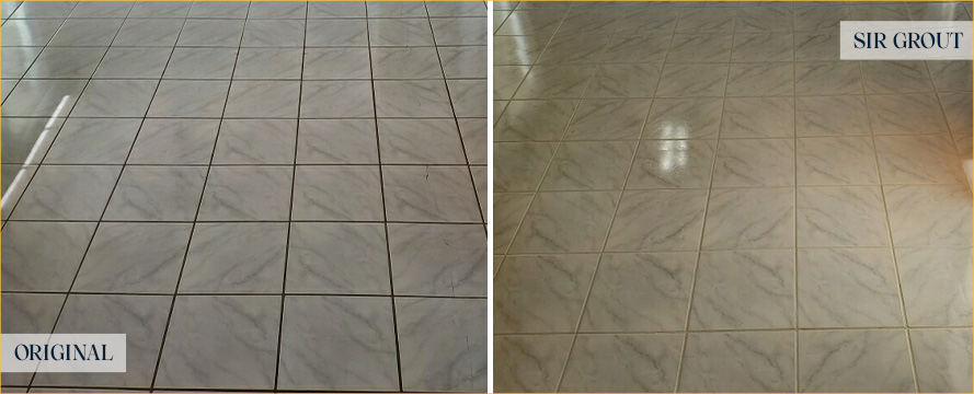 Kitchen Floor Before and After Our Petersburg Grout Sealing Service