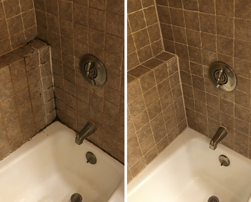 Shower Before and After Our Chester Tile and Grout Cleaners Work