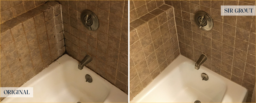 Shower Before and After Our Chester Tile and Grout Cleaners Work